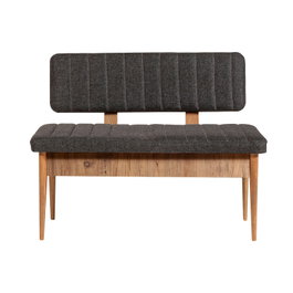 Hanah Home Banco Vina Anthracite, Pino Atlantico, Tapizado Lino, Banco con Almacenamiento, 110x85x40cm